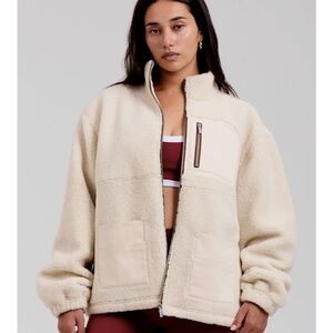 Cream Teddy Jacket with Chest Zip Pocket by FORM by Sami Clarke